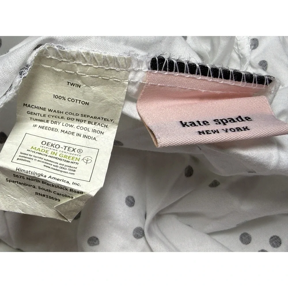 Kate Spade Sheet Set Polka Dot Twin White Black Dots 100% Cotton Bedding